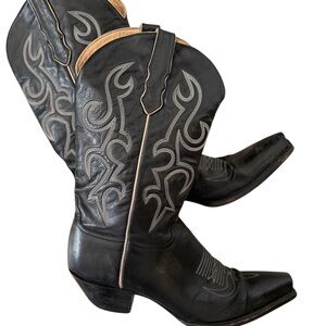 Liberty Black Embroidered Heeled Boots